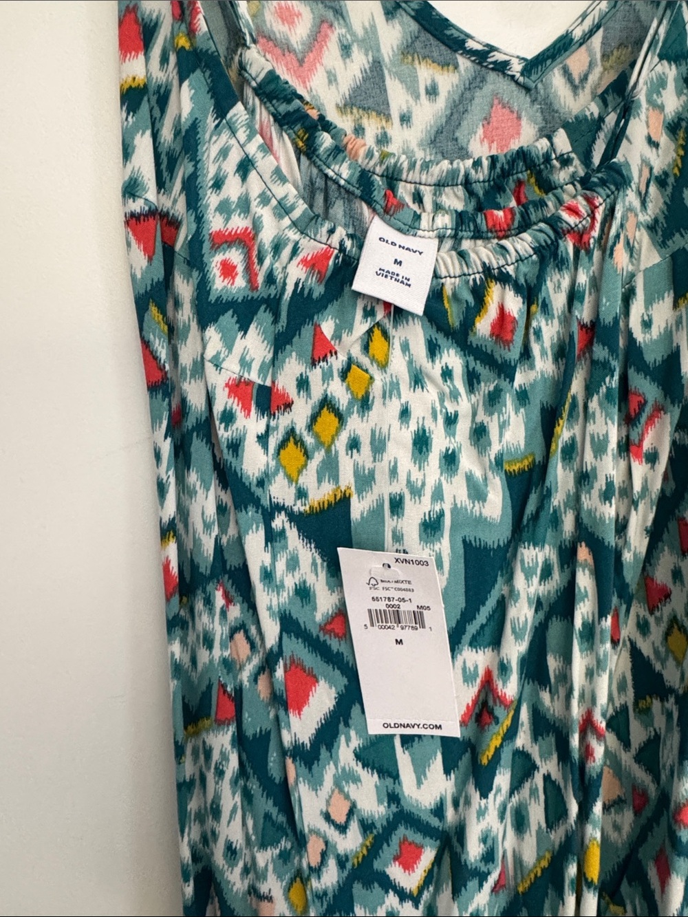 Old Navy Teal, White & Red Printed Maxi Dress - Picture 3 of 5